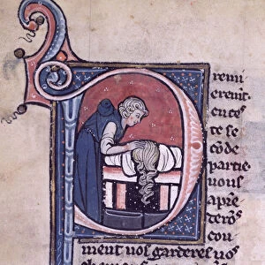 ms 2510 Delousing Session, from a medical treatise (vellum)