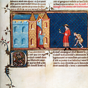 Ms 5080 fol. 373r Two lepers begging, from Le Miroir Historial