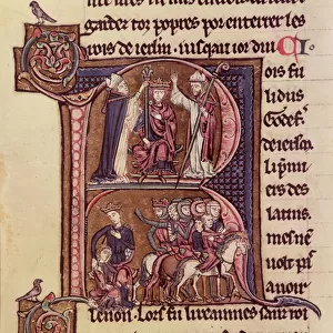 MS Fr 9081 f. 99v Historiated initial R depicting the King Baldwin I of Flanders