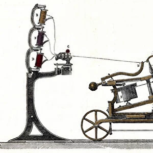 Mule - jenny, cotton spinning machine. 19th century