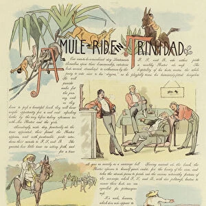 A Mule Ride in Trinidad (colour litho)
