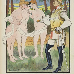 The muses of Roland of Berlin. Illustration for Le Rire (colour litho)