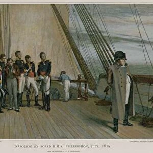 Napoleon on board HMS Bellerophon (colour litho)