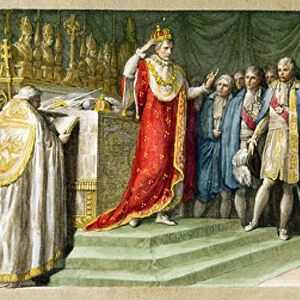 Napoleon Bonaparte (1769-1821) Crowning himself with the Iron Crown of the Lombards at