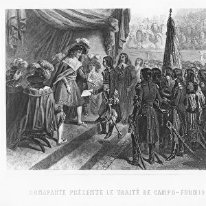 Napoleon Bonaparte presenting the Treaty of Campo Formio (engraving)