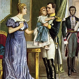 Napoleon I leaving his wife Marie Louise and his son Napoleon, 1930 (drawing)