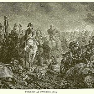 Napoleon at Waterloo, 1815 (engraving)