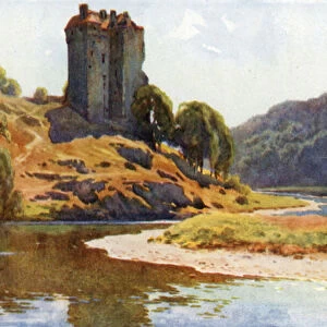Neidpath Castle (colour litho)