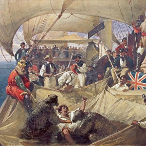 Neptune on Board the Newcastle Crossing the Line, 1859 (w / c on paper)
