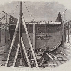The New Iron-Clad Fleet, framing of Her Majestys Steam-Frigate Achilles, 50 Guns (engraving)