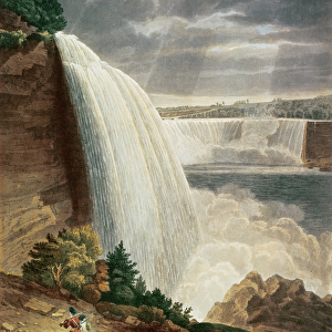 Niagara Falls, part of the American Fall from the Foot of the Stair Case, engraved by J