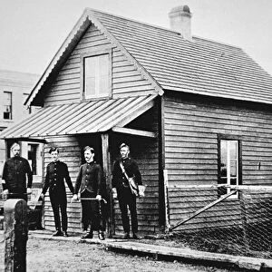 North-West Mounted Police town station at Regina, Saskatchewan, c. 1885 (b / w photo)