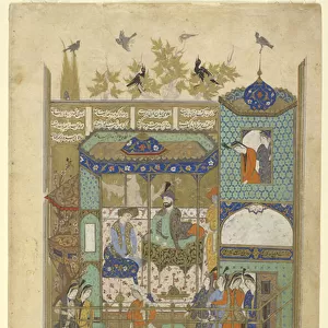 Nushirvan interviews the intruder to his harem, c. 1600 (opaque watercolor