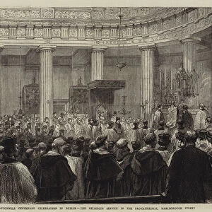 The O Connell Centenary Celebration in Dublin, the Religious Service in the Pro-Cathedral, Marlborough Street (engraving)