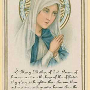 O Mary, Mother of God. Extract of writing by Saint Ephrem (chromolitho)