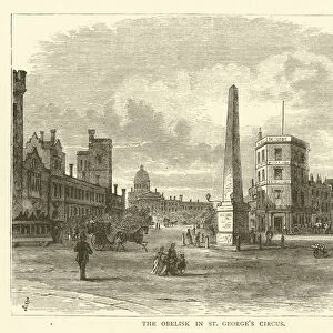 The obelisk in St Georges Circus (engraving)