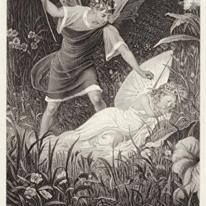 Oberon and Titania, Midsummer Nights Dream, Act II, Scene III (engraving)