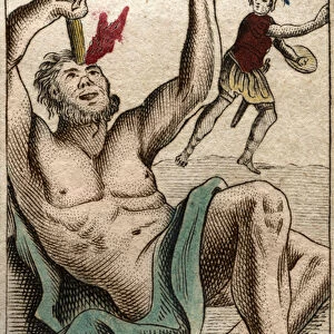 Odysseus (or Ulysses) blinding the cyclops Polyphemus, from "