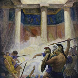 Odyssey: The slaughter of the suitors (colour litho)