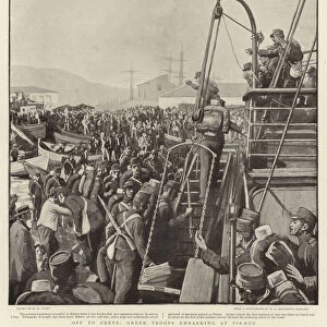 Off to Crete, Greek Troops embarking at Piraeus (litho)