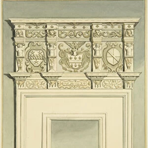 Old chimneypiece from the Orphan Asylum, Hooks Mills, 1828 (pencil & w / c on paper)