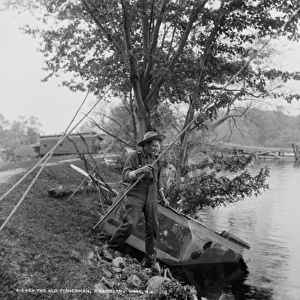 The Old Fisherman, Cranberry Lake, N. J. c. 1900 (b / w photo)