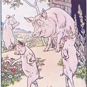 There was an old sow with three little pigs (colour litho)