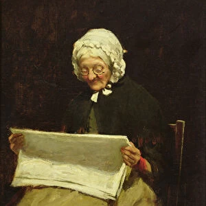 Old Woman Reading a Newspaper, 1895 (oil on canvas)