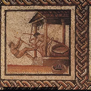 Olive pressing (mosaic), originally from Saint-Romain-en-Gal