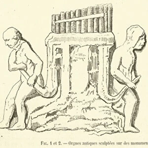 Orgues antiques sculptees sur des monuments, Musee d Arles (engraving)