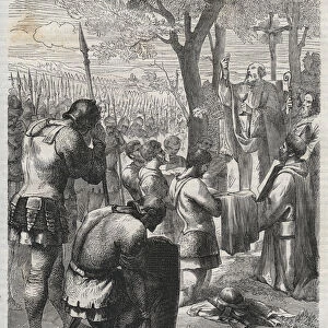 Otto I, Holy Roman Emperor receives communion before Battle of Lechfeld (955