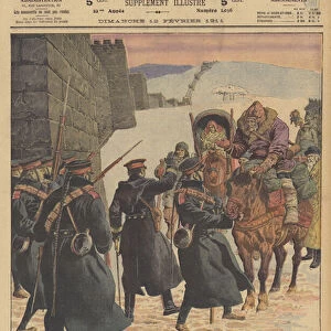 Outbreak of plague in Manchuria (colour litho)