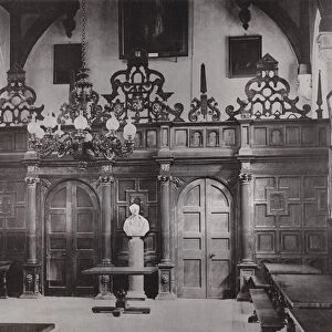 Oxford, Screen in the Hall at Wadham College (b / w photo)