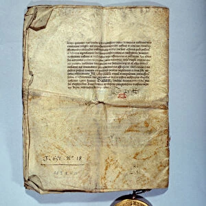 Page of the Treaty of Amiens, 1527. Treaty on an alliance between Henri VIII