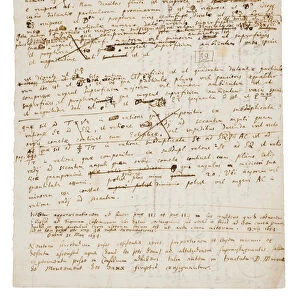 Two pages of revisions to the Principia Mathematica, 1694 (ink on paper)
