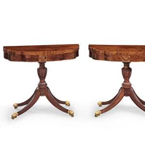 Pair of card tables, 1810-19 (brass & mahogany)
