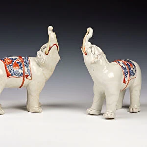 A pair of Kakiemon elephants, Edo Period, late 17th century (porcelain)
