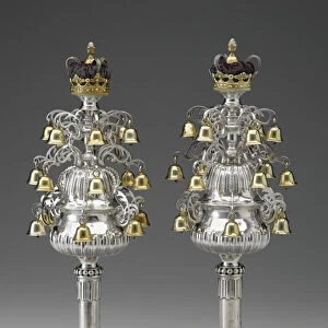 Pair of Torah Finials and Pointer, 1783 / 84 (silver: hollow-formed, repousse, cast, chased