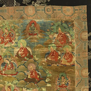 Detail of Third Panchen Lama Losan Penden Yeshe (gouache on cloth)
