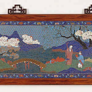 Panel depicting a Chinese landscape, Ming dynasty (cloisonne enamel)