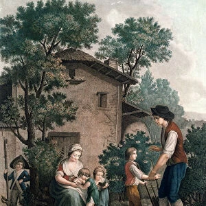 Parents are the Real Teachers, late 18th century (colour engraving)