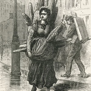 Paris bread carrier, from French Pictures by Rev. Samuel G. Green, published 1878