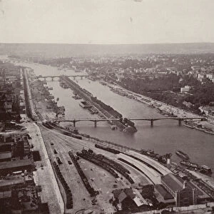 Paris: View of the Seine, West, from Eiffel Tower (b / w photo)