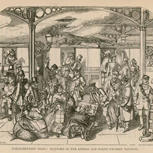 Parliamentary Train: Platform of the London and North-Western Railway, London (engraving)
