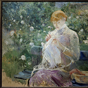 Pasie sewing in the garden a Bougival Painting by Berthe Morisot (1841-1895) 1881 Sun