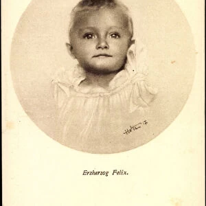 Passepartout Ak Archduke Felix of Austria as a little baby (b / w photo)