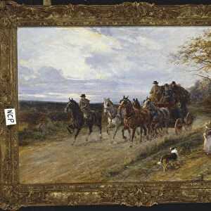 A Passing Coach (oil on canvas)