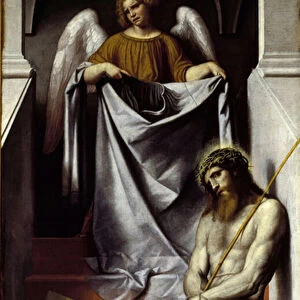 The Passion of Christ and the Angel Christ falls in suffering near his cross