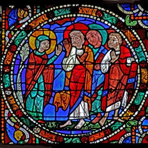 The Passion window: Resurrection: Mary Magdalene tells the others (w51) (stained glass)
