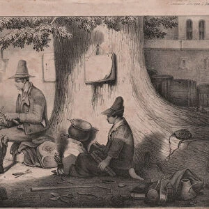 Patch shoemaker and apprentice, 1836 (engraving)